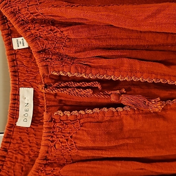 💕DOEN💕 Source Embroidered Gauze Top ~ Rust Burnt Orange XS *MissingTassle* - Picture 11 of 14